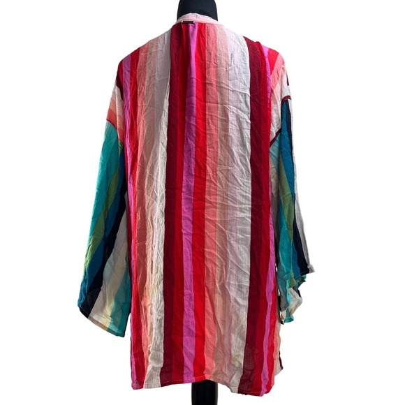 Billabong Women's Striped Kimono Cardigan Cover Up S/M Rayon Boho Beach - Picture 3 of 10